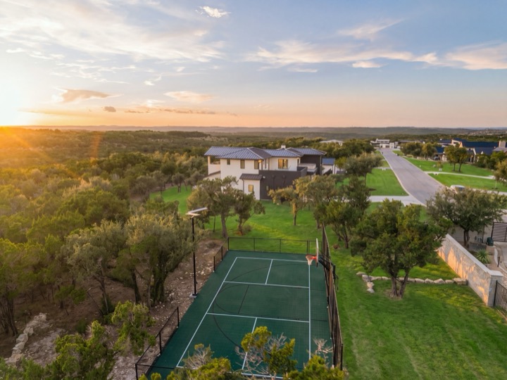 Aerial, Sport Court at Sunset